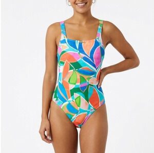 Beyond Control Womens One Piece Swimsuit Multicolor Geometric Abstract Size 6